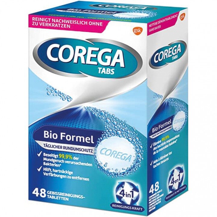 Corega bio formulas zobu protēžu tīrīšanas tabletes 48 gab