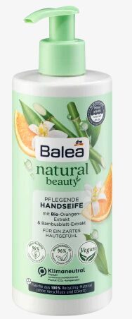 Balea Natural beauty  roku ziepes ar bio apelsīna un  bambuslapu ekstraktu, 300ml