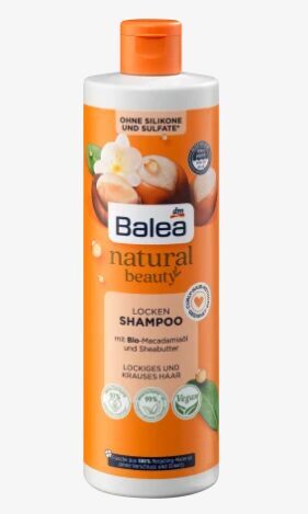 Balea natural beauty šampūns viļņainiem matiem ar makadāmiju eļļu un šī sviestu, 400 ml