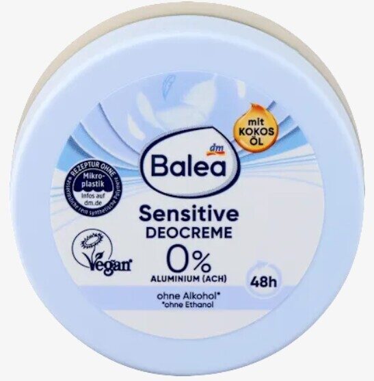 Balea dezodoranta krēms Sensitive ar bisabololu,  ogu vasku, kokosriekstu eļļu, 50 ml