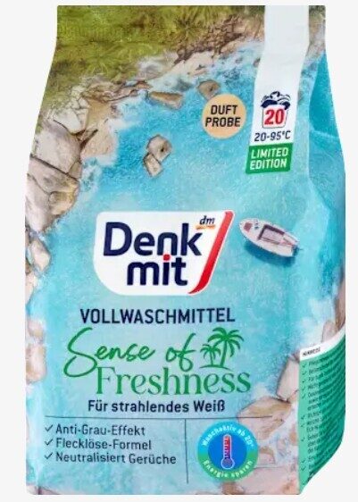 Denkmit veļas mazgāšanas pulveris baltai un gaišai veļai Sense of Freshness, 20 mazg.reizēm