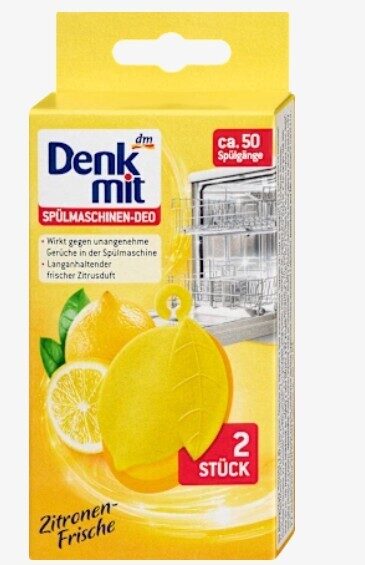 Denkmit trauku mazgājamās mašīnas atsvaidzinātajs ar citrona aromātu 2 gb, līdz 50 mazg.reizēm