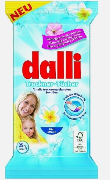 dalli smaržīgās lupatiņas veļas žāvētājam, 25gab