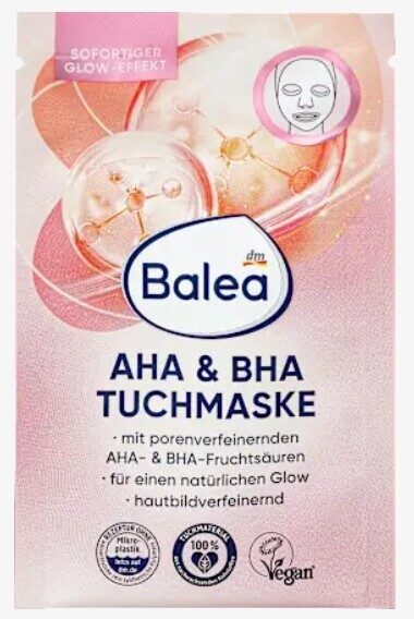 Balea auduma maska ar AHA&BHA augļu skābēm, 1 gb.