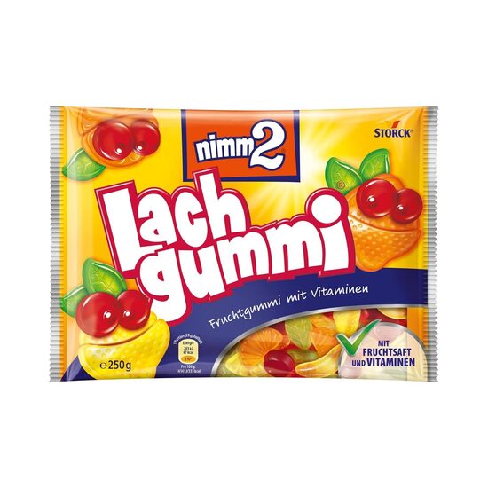 nimm2 Lachgummi, želejkonfektes, 250 g, ar augļu sulu un vitamīniem