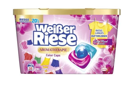 Weisser Riese color trio-caps veļas kapsulas, 16 mazgāšanas reizēm