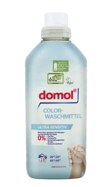 domol mazgāšanas līdzeklis krāsainai veļai Ultra sensitive 18 WL