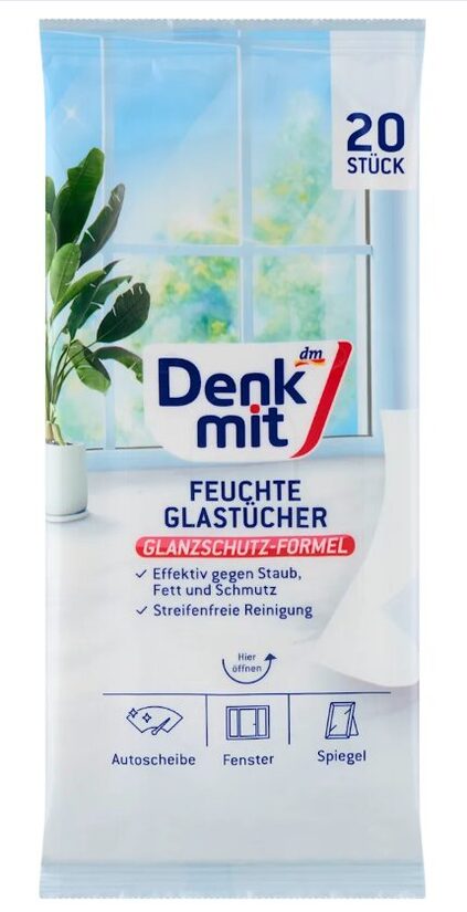 Denkmit stikla tīrīšanas mitrās salvetes 20gab