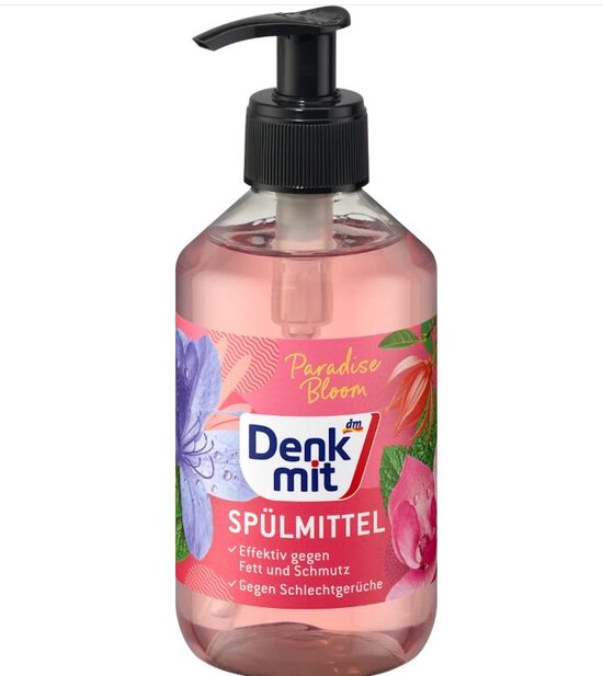Denkmit trauku mazgāšanas līdzeklis Paradise Bloom, ar augļu un ziedu svaigu aromātu, 300 ml