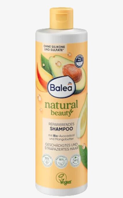 Balea natural beauty atjaunojošs šampūns ar bio - avokādo eļļu un mango sviestu, 400ml