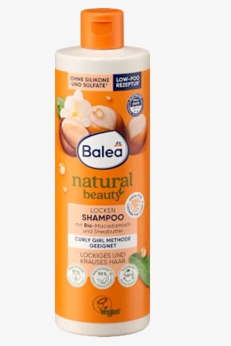 Balea natural beauty šampūns viļņainiem matiem ar makadāmiju eļļu un šī sviestu, 400 ml