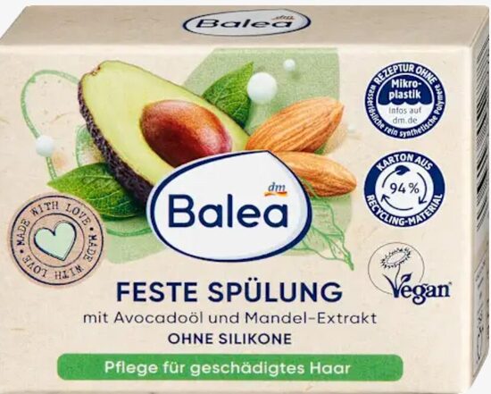 Balea cietais kondicionieris ar avokado eļļu un mandeļpiena ekstraktu, 60 g art. 1026