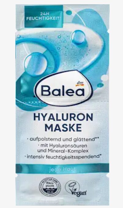 Balea sejas maska ar 6-kārtīgu hialuronu un minerāļu kompleksu, 2x8 ml, visiem ādas tipiem