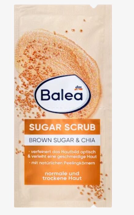 Balea cukura pīlinga skrubis Brown Sugar & Chia, ar brūno cukuru un čia sēklām, 16 ml