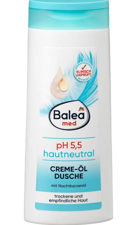 Balea Med krēmeļļas dušas želeja ph 5,5, 300 ml, sausai un jūtīgai ādai, vegāns