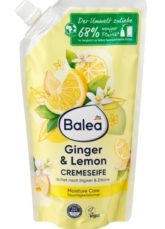 Balea krēmveida roku ziepes ingvers&citrons atkārtotai uzpildīšanai, 500 ml