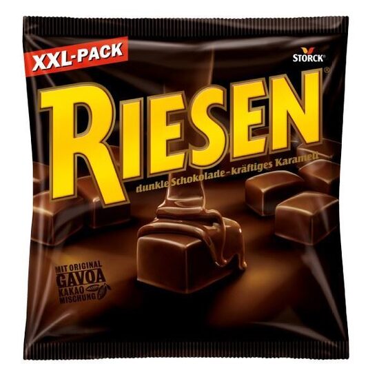Storck Riesen Šokolādes karamele tumšā šokolādē, 377 g