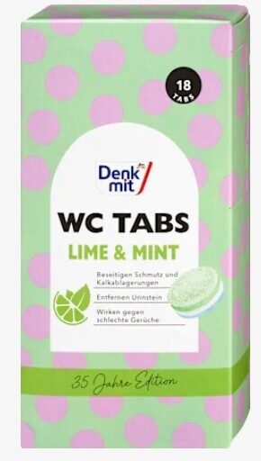 Denkmit WC  tīrīšanas tabletes 18 gab. ar laimu un mētras aromātu