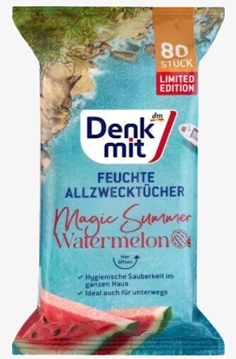 Denkmit mitrās universālās tīrīšanas salvetes Watermelon ar arbūzu aromātu, 80 gb