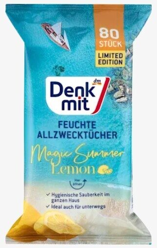 Denkmit mitrās universālās tīrīšanas salvetes magic Summer Lemon ar citronu aromātu, 80 gb