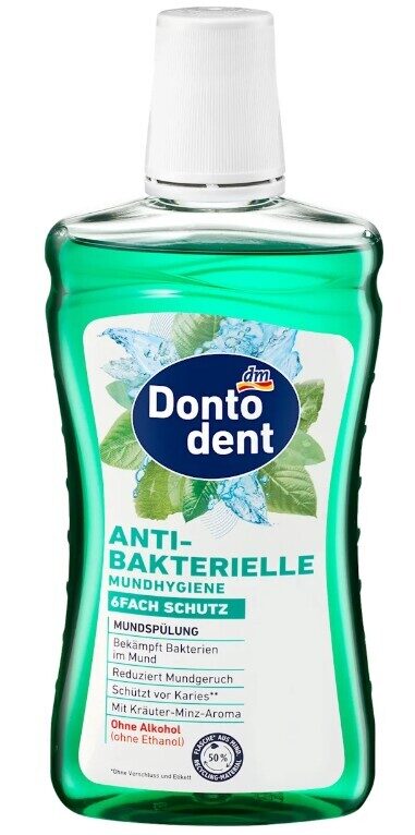 Dontodent antibakteriālais mutes skalošanas līdzeklis bez etanola, 500 ml
