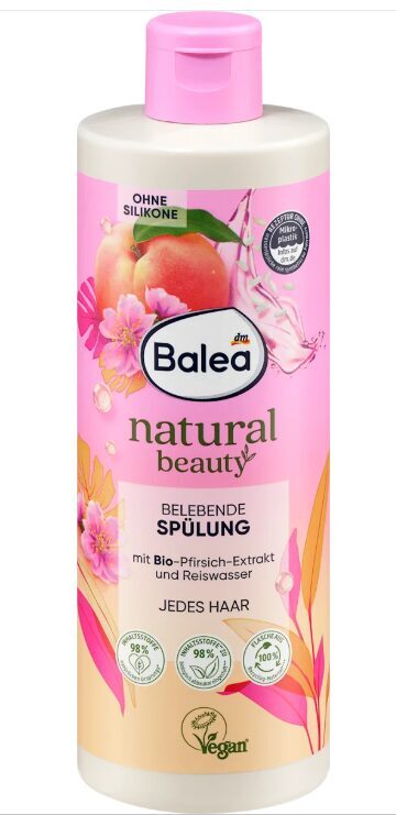 Balea natural beauty uzmundrinošs kondicioniers, ar persiku ekstraktu un rīsa ūdeni, 350 ml