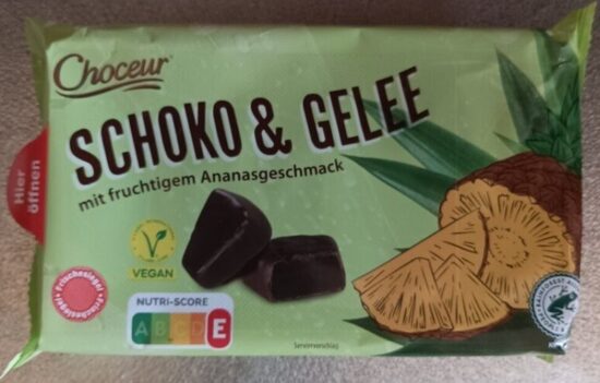 Choceur Schoko & Gele šokolādes ar ananāsu garšas želejas pildījumu, 250g