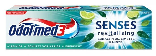 Odol-med3 Senses revitalising zobu pasta ar eikalipta, laima un piparmētras garšu, 75ml