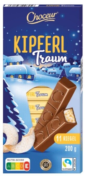 Choceur Kipferl Traum šokolādes tāfelītes ar piena krēmu, vaniļas cepumu un kraukšķu gabaliņiem, 200g