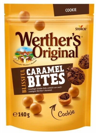 Werther's Original karameļu bumbiņas ar cepuma pildījumu, 140g