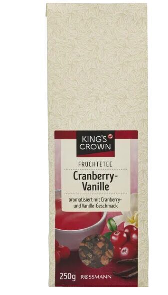 King`s Crown beramā augļu tēja dzerveņu vaniļa, 250 g