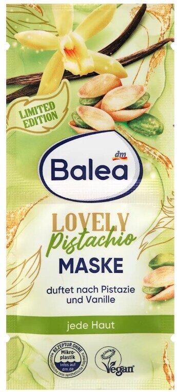 Balea sejas maska Lovely Pistachio ar pistāciju un vaniļas smaržu, 2x8 ml, 16 ml