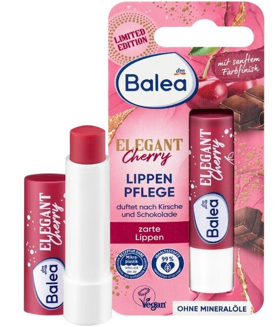 Balea lūpu kopšanas balzāms Elegant Cherry, ar ķiršu un šokolādes smaržu, 4,8 g