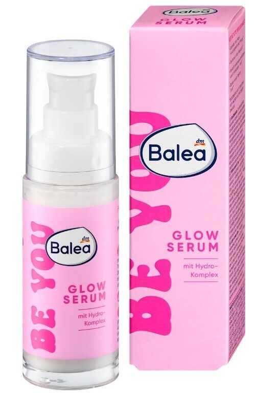 Balea sejas serums Glow Be You, ar mitrinošu hialuronskābi, niacinamīdu, E vitamīnu un papaijas ekstraktu
