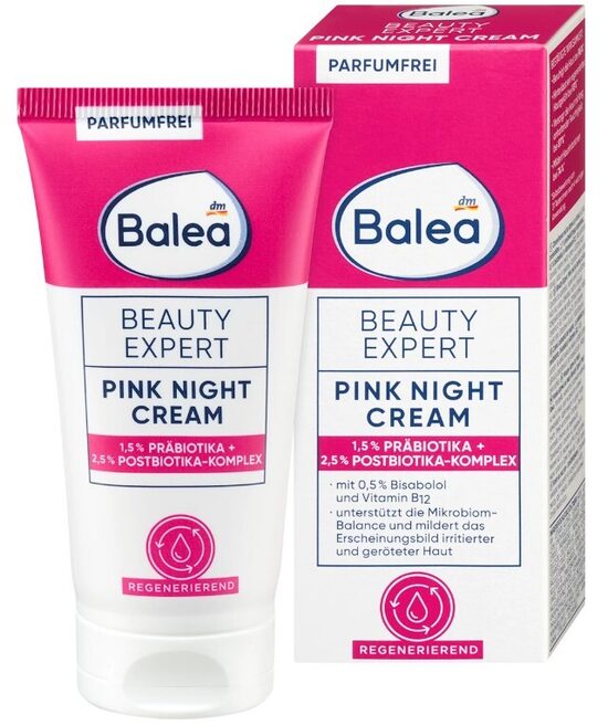 Balea nakts krēms beauty expert Pink night, rozā krēms, kas atbalsta ādas mikrobioma līdzsvaru un nomierina apsārtušu ādu, 50 ml