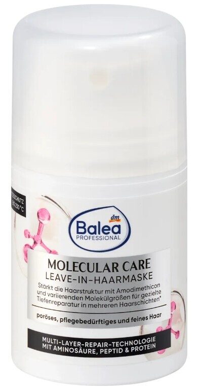 Balea Professional matu maska Molecular Care smalkiem, bojātiem matiem ar aminoskābēm dziļai iedarbībai, 50 ml