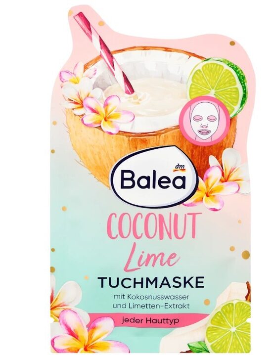 Balea auduma maska Coconut Lime, ar kokosriesta ūdeni un laima ekstraktu, 1 gb