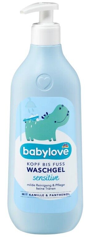 Babylove mazgāšanas želeja no galviņas līdz pēdiņām, ar kumelītēm un pantenolu, sensitive, 500 ml