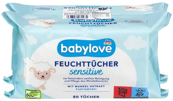 Babylove mitrās salvetes sensitive (2x80 gab.)