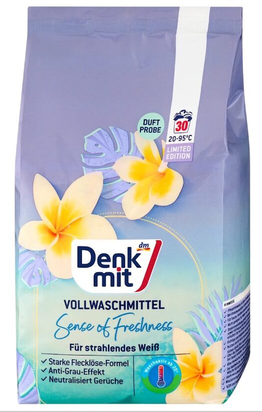 Denkmit veļas mazgāšanas pulveris baltai un gaišai veļai Sense of Freshness, 30 mazg.reizēm