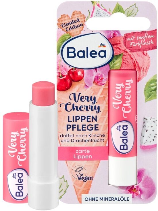 Balea lūpu kopšanas balzāms very cherry ar ķiršu un pūķaugļa smaržu, 4,8 g