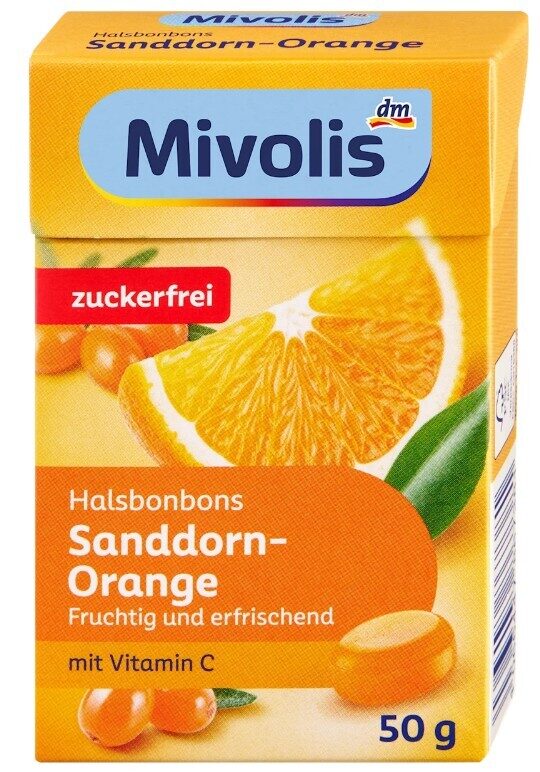 Mivolis ledenes ar smiltsērkšķu un apelsīnu garšu, bez cukura, 50 g
