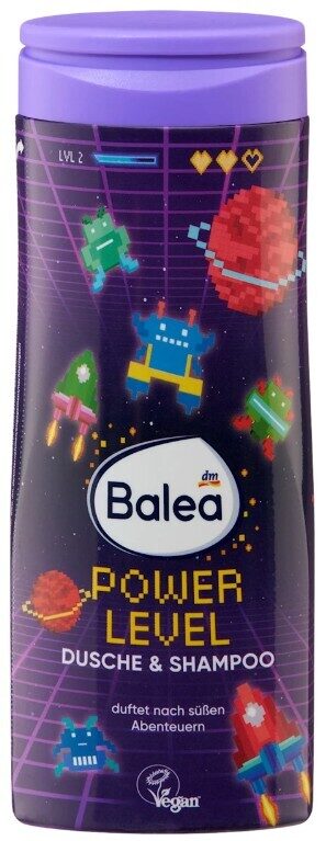 Balea bērnu dušas želeja un šampūns Power Level 2in1, 300 ml, vegāns