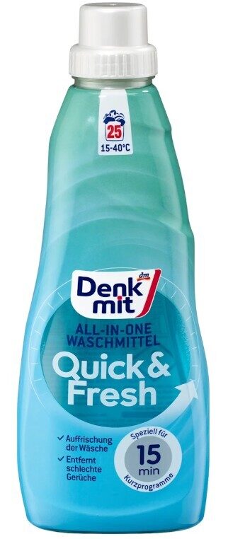 Denkmit universālais ātrās mazgāšanas veļas mazgāšanas līdzeklis All-in-Quick & Fresh, 25 mazg.reizem