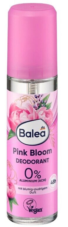 Balea dezodorants stikla pudelē, Pink Bloom ar ziedu smaržu, 75 ml, vegāns