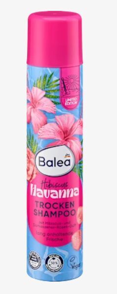 Balea sausais šampūns Hibiskus Havanna ar hibiska un damaskas rožu aromātu