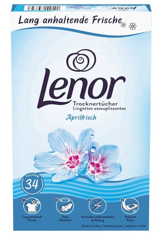 Lenor smaržīgās lupatiņas veļas žāvētājam, 34gab