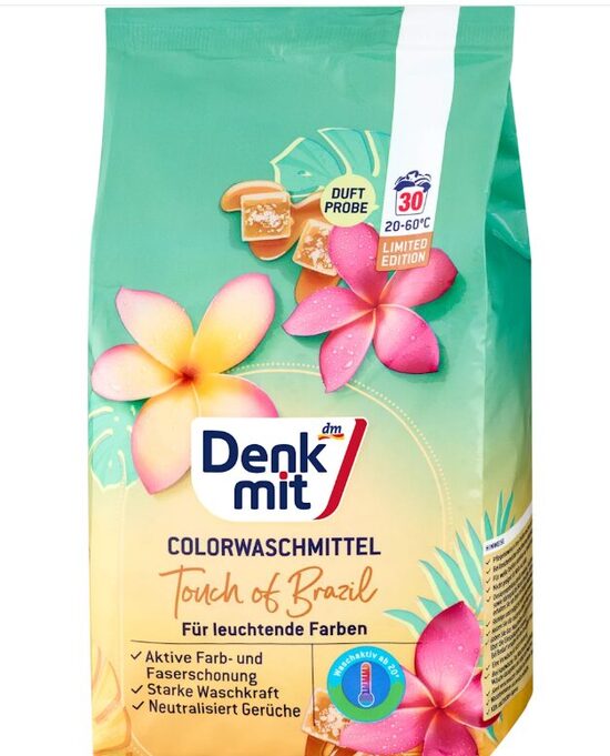 Denkmit veļas mazgāšanas pulveris krāsainai veļai Touch of Brazil, 30 mazg.reizēm