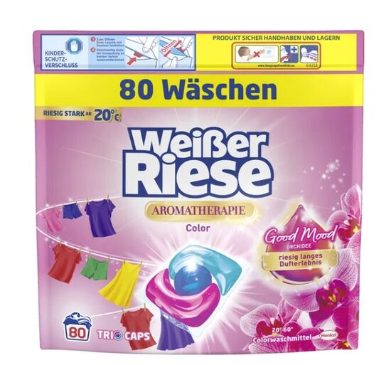 Weisser Riese color trio-caps veļas kapsulas, 80 mazgāšanas reizēm