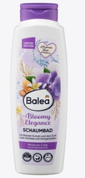 Balea vannas putas Bloomy Elegance ar mandeļu ekstraktu un orhideju un apelsīna ziedu smaržu, 750 ml